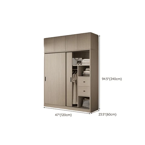 DLP-021 Modern Dikdörtgen Gardırop Ahşap Çekmeceli Askılıklı