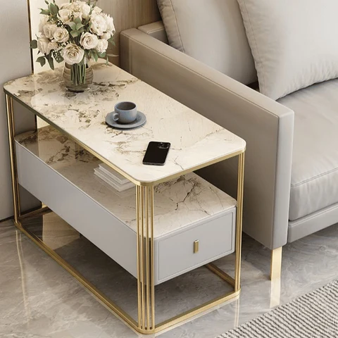 ZGN02710 Lüks MDF Tablalı Çekmeceli Yan Sehpa