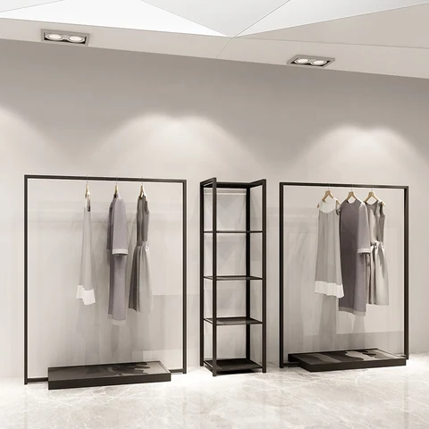 KC-005 Modern Metal Showroom Vitrin Giysi Rafları Dayanıklı Mağaza Tasarımı
