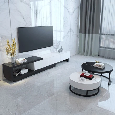 KTV-030 Modern Dikdörtgen TV Ünitesi Ahşap Çekmeceli Açılabilir