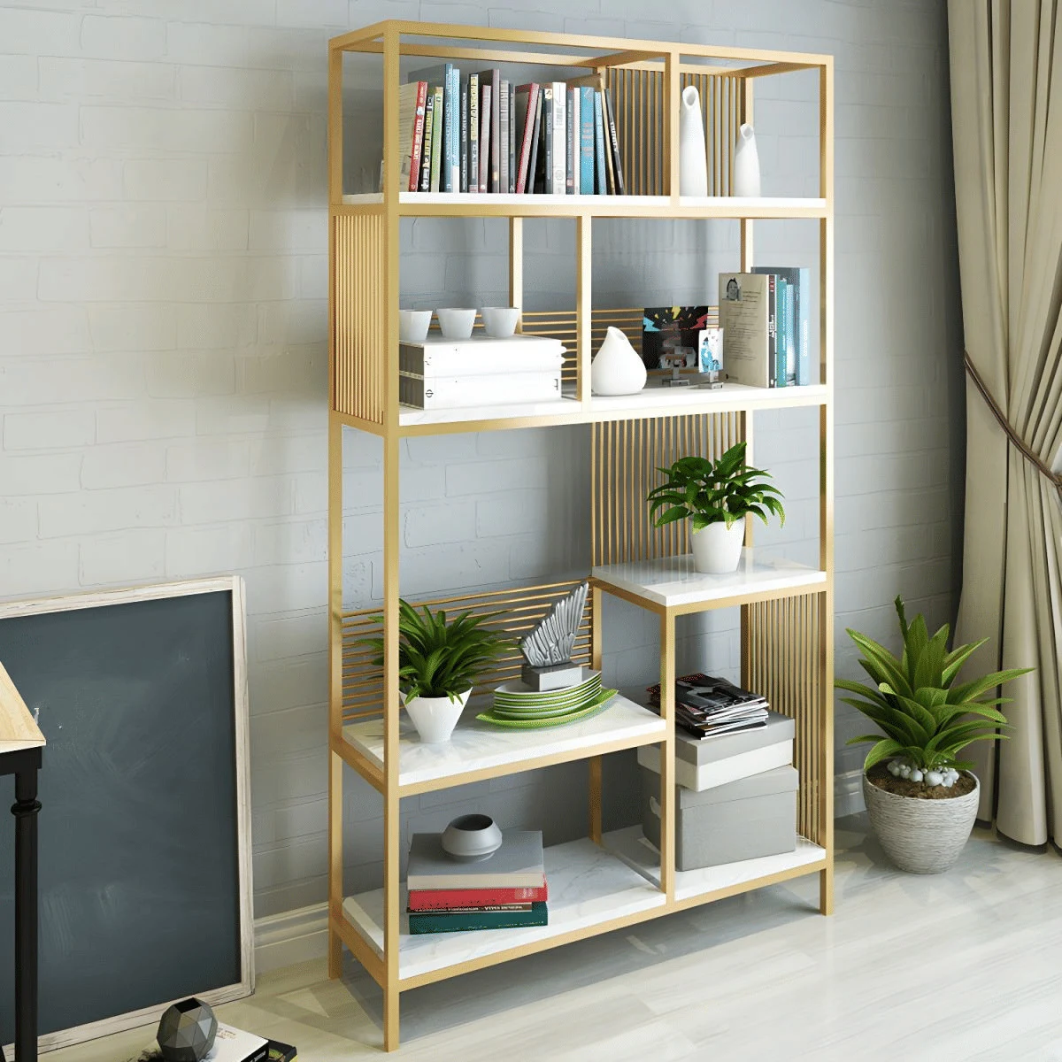 KC-0226 Antik Kitaplık Metal Kitap Rafı MDF