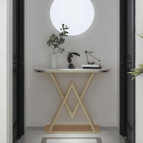 DRS-070 Yarım Daire Dresuar Masa MDF Metal Ayaklı