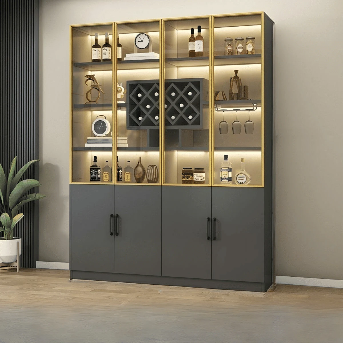 KC-0163 MDF ve Metal Ayaklı Şaraplık ve Kitaplık Özelleştirilebilir