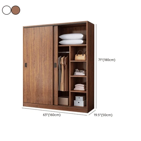 DLP-030 Modern Ahşap Gardırop Kapaklı Raflı Askılıklı