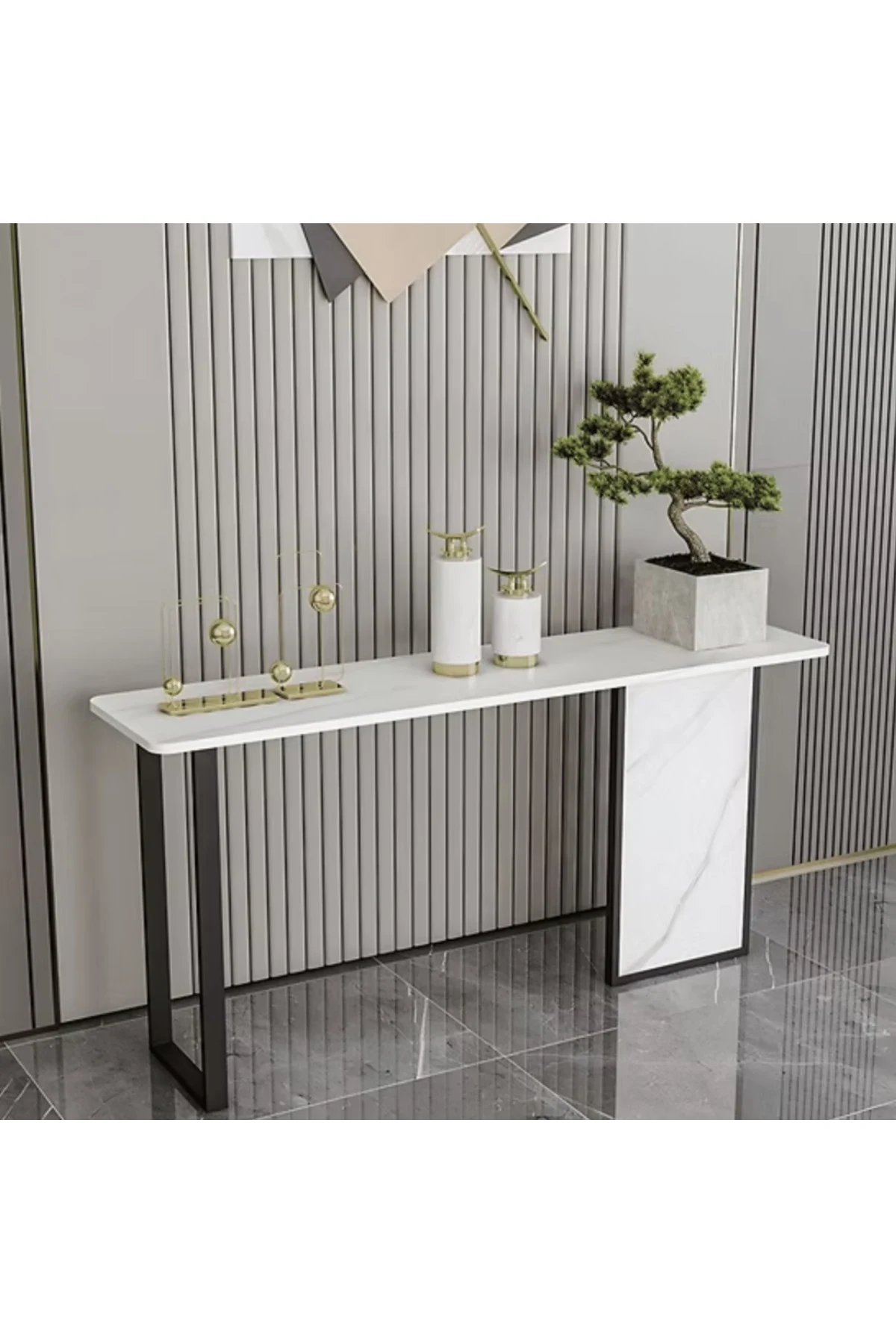 DRS-01 Modern Dikdörtgen Konsol Masa MDF Metal Ayaklı