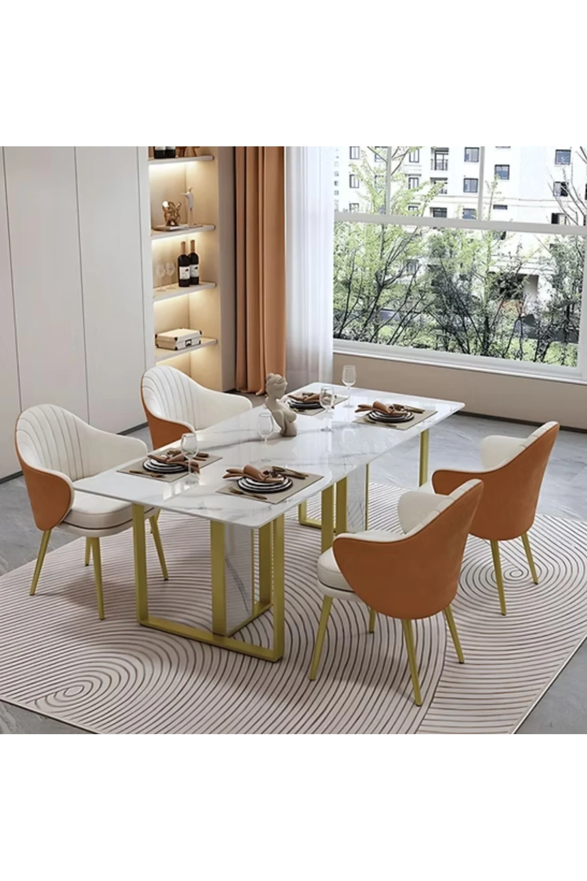 YMK-01 Modern Dikdörtgen Yemek Masası MDF Metal Ayaklı