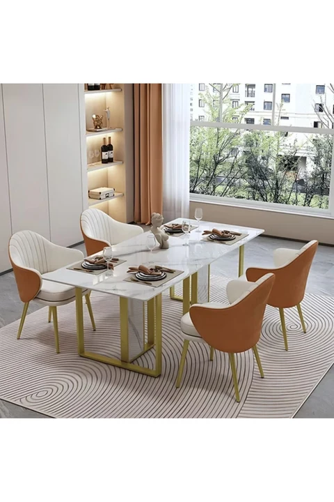 YMK-01 Modern Dikdörtgen Yemek Masası MDF Metal Ayaklı