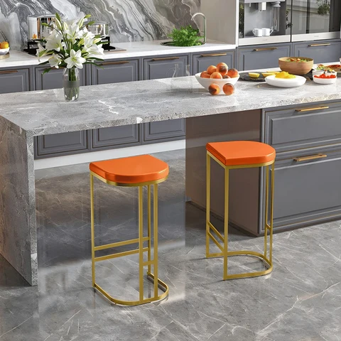 KC-0158 Nordic Tarzı Suni Deri Sırtlıksız Bar Taburesi, 2'li Set