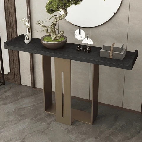 KC-0200 Modern Konsol Masası, Ahşap MDF Geometrik Ayaklı Tasarım