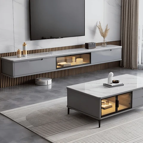 KTV-013 Modern Dikdörtgen TV Sehpası MDF 2 Çekmeceli Dolaplı 200 cm