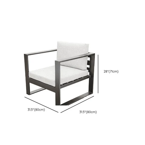 KC-0113 5 Parça Beyaz Tekstil Veranda Oturma Grubu, Metal İskeletli