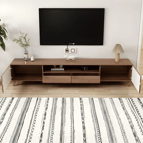 KTV-02 Modern Dikdörtgen TV Sehpası Ahşap 2 Çekmeceli 2 Dolaplı