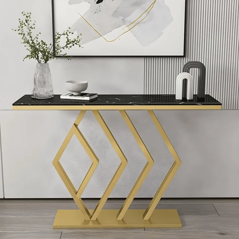 KC-0214 Modern Dikdörtgen MDF Konsol Masa, Metal Ayaklı Dresuar