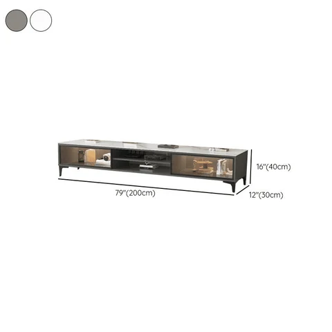 KTV-011 Modern Dikdörtgen TV Sehpası MDF 2 Dolaplı Işıklı