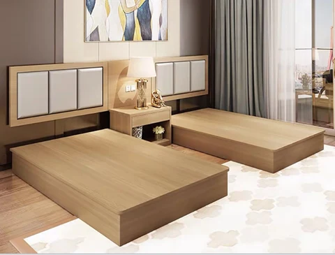 KC-008 Lüks Modern Ahşap Yatak Odası Seti, MDF Yatak Komodin