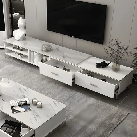 KTV-020 Modern Dikdörtgen TV Sehpası Ahşap 2 Çekmeceli Raflı 200 cm