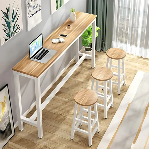 BRM5443 Modern Dikdörtgen Bar Masası Ahşap Metal Ayaklı