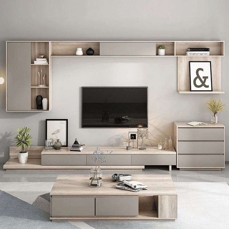 KTV-029 Modern Dikdörtgen TV Sehpası Ahşap Çekmeceli Gri 200 cm