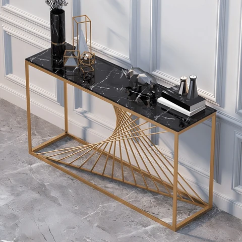 DRS-080 Modern Dikdörtgen Konsol Masa MDF Metal Ayaklı