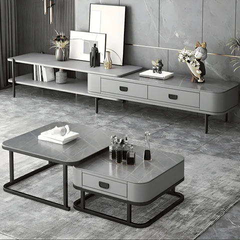 KTV-022 Modern Dikdörtgen TV Sehpası 2 Çekmeceli Açık Raflı 180 cm