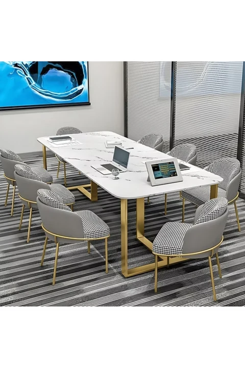 TPL4876 Modern Dikdörtgen Çalışma Masası MDF Üstlü Metal H Ayaklı