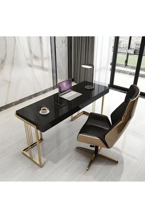 ÇLM780 Modern Dikdörtgen Çalışma Masası MDF Üstlü Metal H Ayaklı