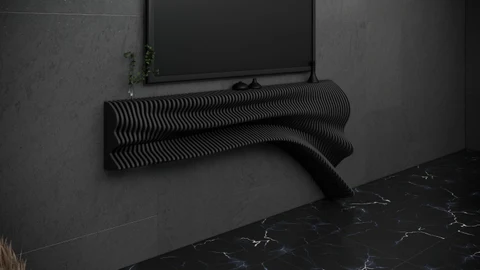KC-0605 Parametrik Dalgalı Ahşap TV Ünitesi