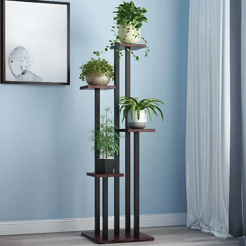 BTK570959 Modern Ahşap Metal Bitki Standı