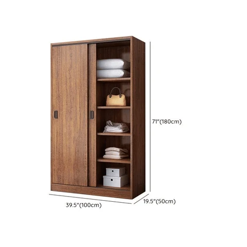 DLP-030 Modern Ahşap Gardırop Kapaklı Raflı Askılıklı