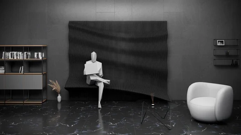 KC-071 Sanat Ahşap – Dalgalı 3D Duvar Dekoru Oturma Alanlı - Parametrik