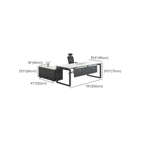 ÇLM684 Modern Dikdörtgen Çalışma Masası Ahşap Metal Kızak Ayaklı