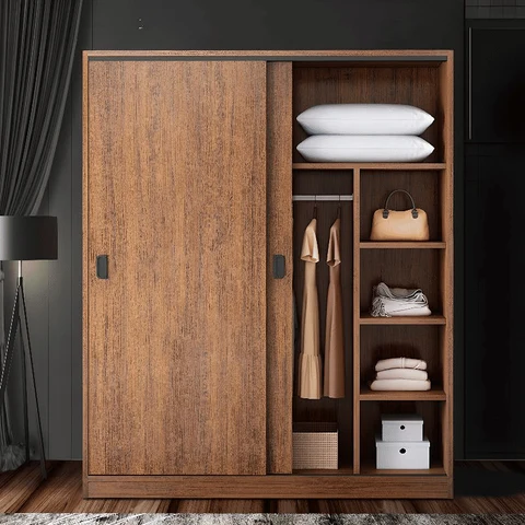 DLP-030 Modern Ahşap Gardırop Kapaklı Raflı Askılıklı