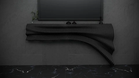KC-0605 Parametrik Dalgalı Ahşap TV Ünitesi