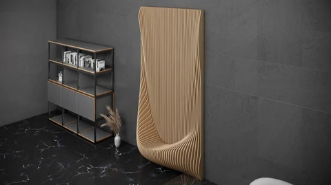 KC-072 Dalgalı Ahşap Duvar Sanatı – Modern Mimari Dekor - Parametrik