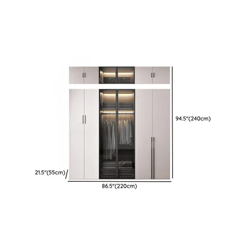 DLP-014 Modern Dikdörtgen Gardırop Ahşap Kapaklı Raflı Askılıklı Beyaz