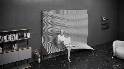 KC-071 Sanat Ahşap – Dalgalı 3D Duvar Dekoru Oturma Alanlı - Parametrik