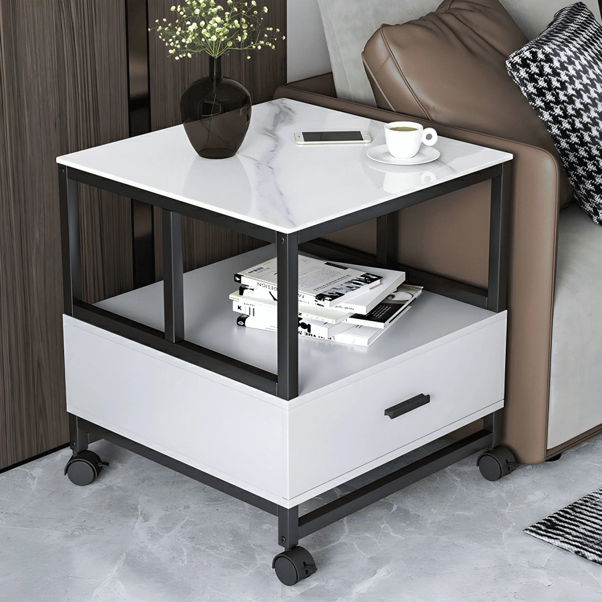 ZGN09079 Modern MDF Çekmeceli Yan Sehpa