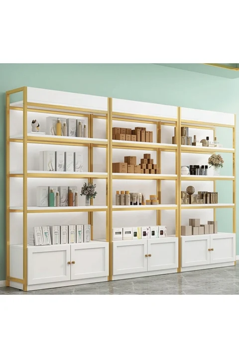 KC-0162 Metal - MDF Standı, 1 Dolaplı ve 3 Raflı, Modern Tasarım
