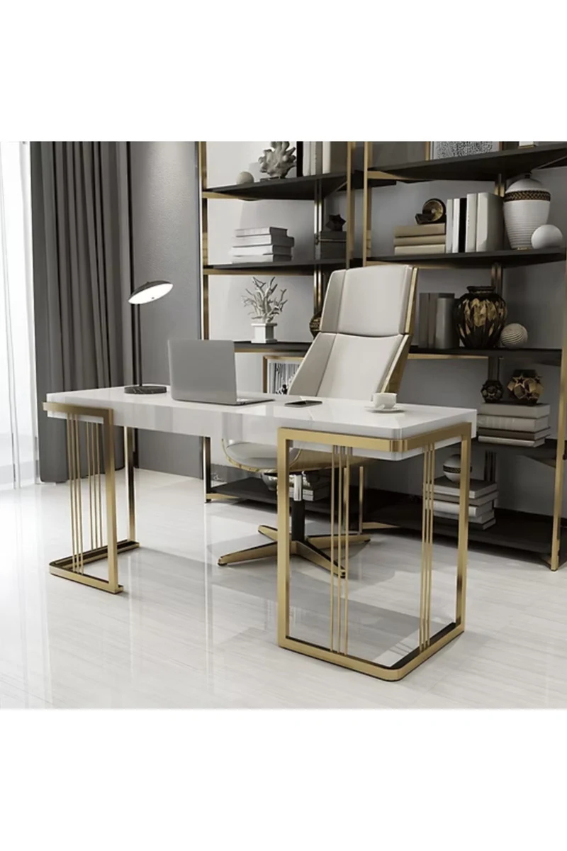 ÇLM780 Modern Dikdörtgen Çalışma Masası MDF Üstlü Metal H Ayaklı