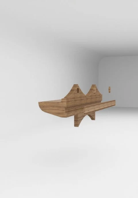 KC-090 Dalgalı Raf Tasarımı – Modern Antre & Giriş Duvar Rafı - Parametrik