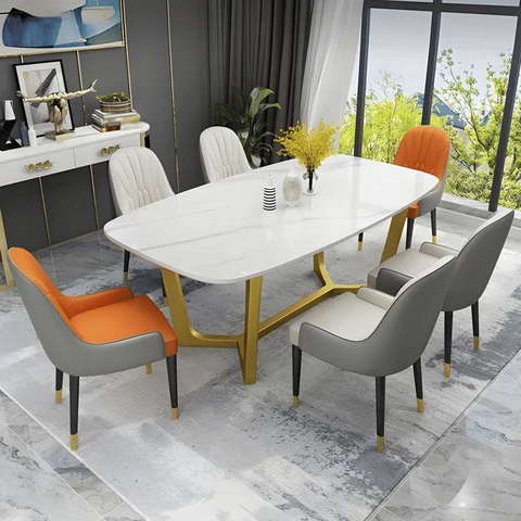 YMK8973 Modern Dikdörtgen Yemek Masası MDF Üstlü Metal Ayaklı