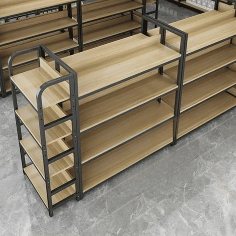 RYN-01 Modern Dikdörtgen Sergi Masası Ahşap Metal Ayaklı