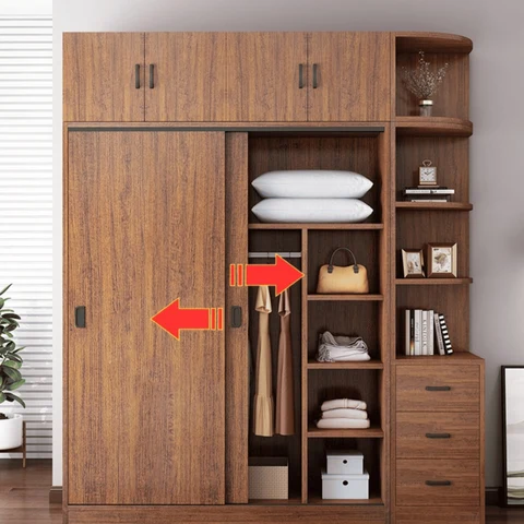 DLP-030 Modern Ahşap Gardırop Kapaklı Raflı Askılıklı