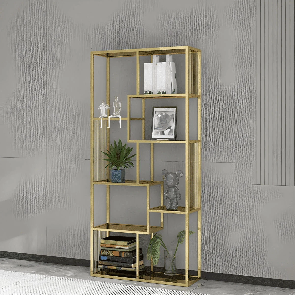 KC-0231  Modern Metal MDF Raflı Kitaplık, 7 Raflı