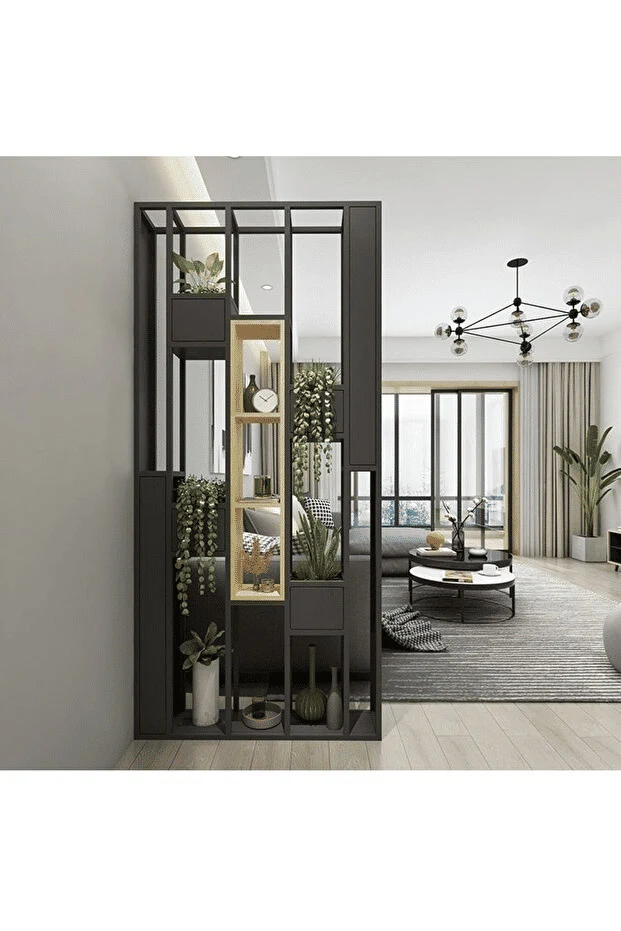SPT820 Siyah Metal Separatör Kitaplık 90x20x200 cm