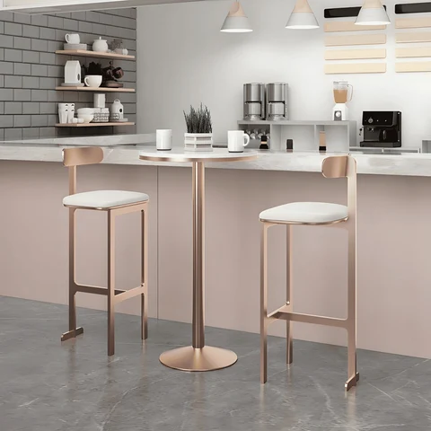KC-0173 Modern Arkalıklı Kolsuz Bar Taburesi,Altın
