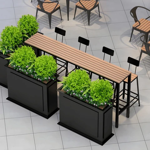 BRM6354 Modern Dikdörtgen Bar Masası Ahşap Metal Ayaklı