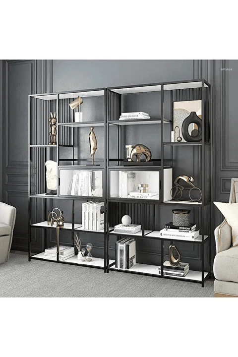KTP8716 Siyah Metal Kitaplık 100x30x200 cm