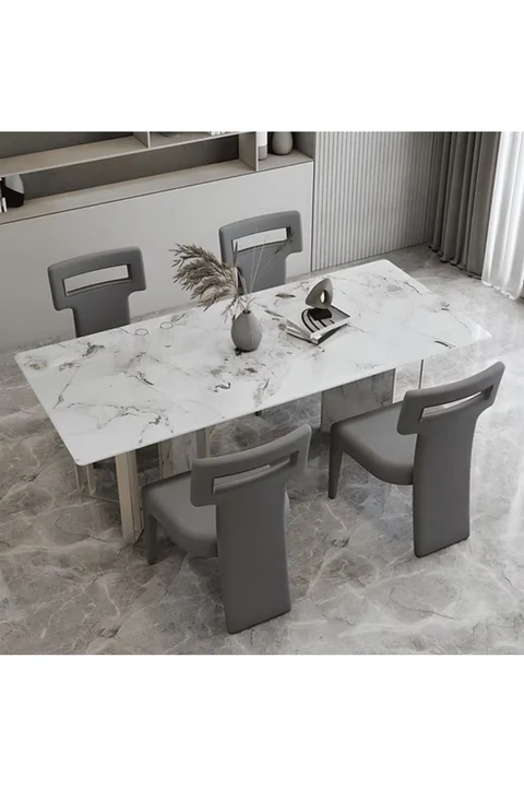 YMK-02 Modern Dikdörtgen Yemek Masası MDF Metal Ayaklı