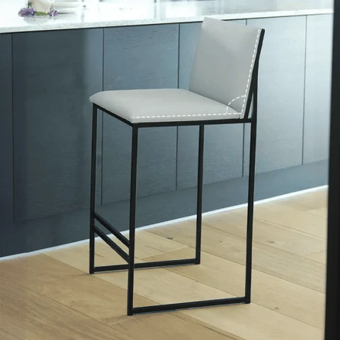 KC-0155 Bistro Taburesi, Metal Ayaklı, Silinebilir Kumaş